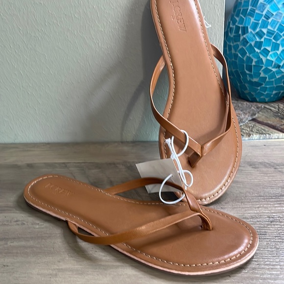 J. Crew Shoes - J. Crew Light Brown Faux Leather Flip Flops